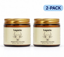 2pc Lopeie 4oz Grass-Fed Beef Tallow Honey Balm Unscented Hydrating Natural Skin