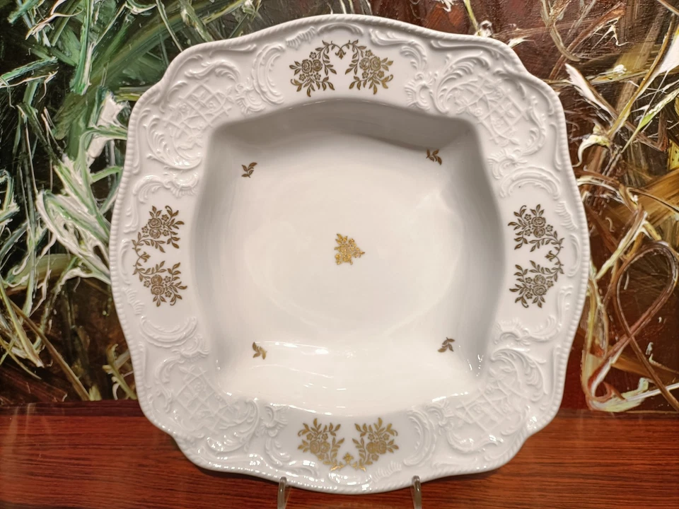 ROSENTHAL Germany  SANSSOUCI  Weiß goldene Blume - große Servierschüssel 28x28cm