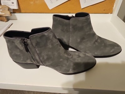 Sam Edelman Petty Suede Leather Ankle Boots Womens 9.5 Wide Gray Suede