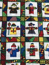 1-YARD Christmas Snowman Cotton Fabric 44" Primary Colors