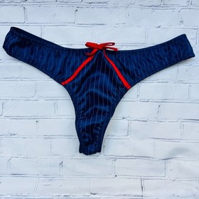 vtg AGENT PROVOCATEUR Blue PINSTRIPE Cardini PinUp Nikita Bra Set Gangster 34C L