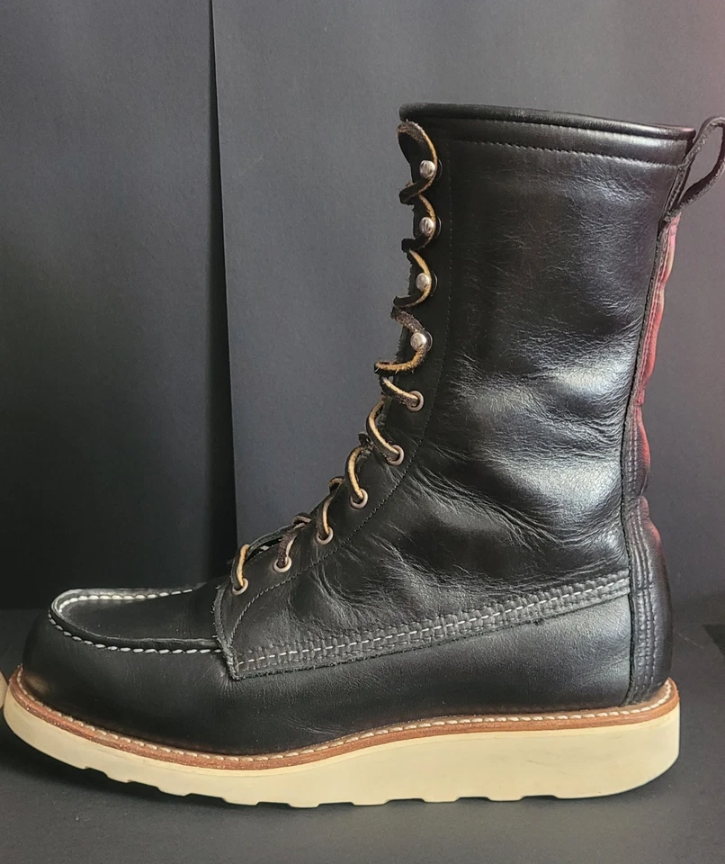 #3424 Woman's Redwing Black 9 Inch Moc Toe, Wool Lined, Customized - Image 4 of 4