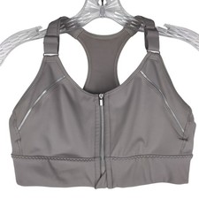 Athleta Empower Daily Sports Bra In Powervita A-C Gray Zip Front Small