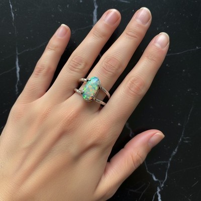 Welo Opal Gemstone 925 Sterling Silver Ring Handmade Jewelry Gift For Valentine