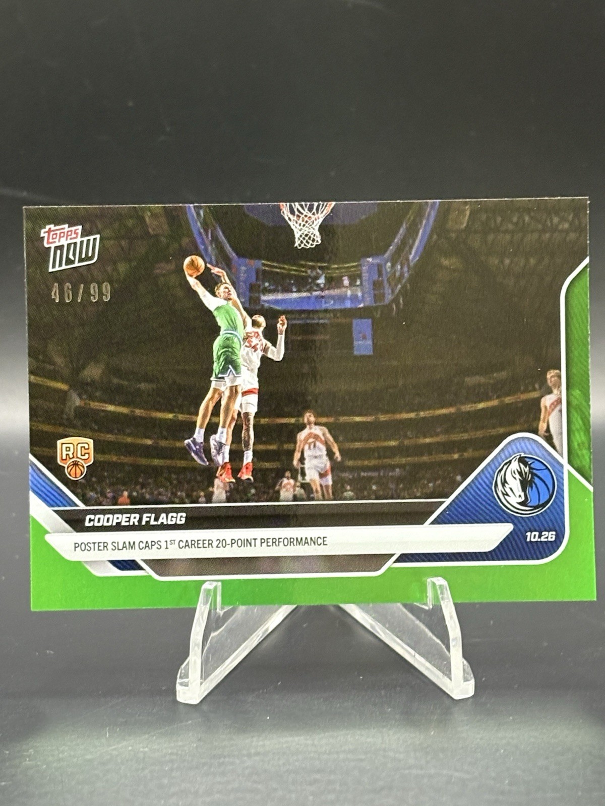 2025 Cooper Flagg RC Slam NBA Topps NOW Card 28 Green Foil Parallel /99