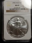 1996 American Silver Eagle $1-Graded NICELY NGC MS-69!Better Date!PQ for Grade!!