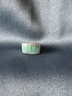 Vintage Navajo Sterling Silver Turquoise Channel Inlay Ring Geometric