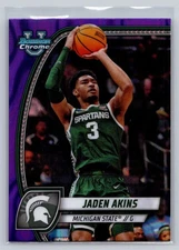 Jaden Akins 2024-25 Bowman University Chrome Purple Lava Refractor #80