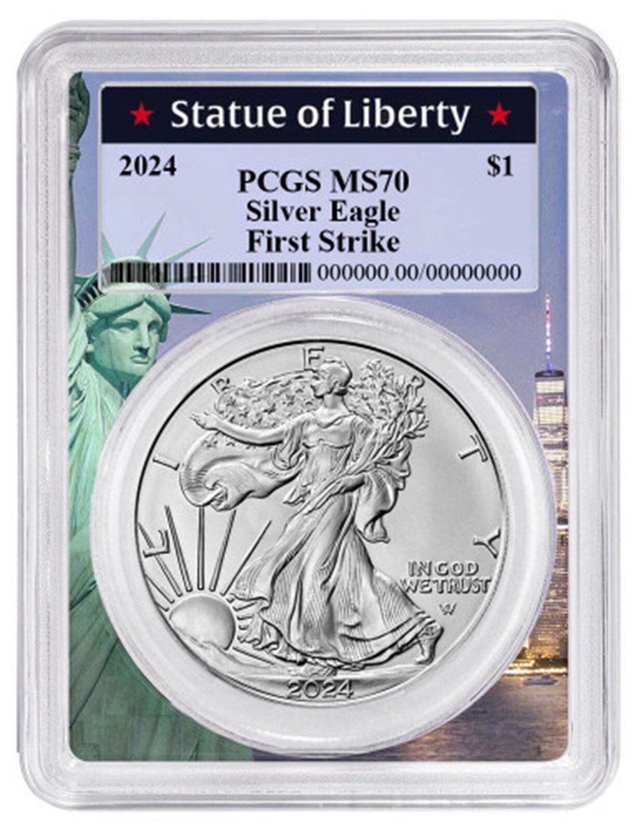 【新品】Silver Eagle イーグル銀貨2024 PCGS MS70 2024 1oz Silver American Eagle PCGS MS70 First Strike - Statue Of