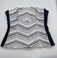 white house black market White Navy Sequin Beaded Corset Bustier Top Sz 6