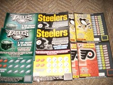 STEELERS, PENGUINS, EAGLES UNSCRATCHED LOTTERY TICKETS (VOID) 2 OF EACH SAMPLES!