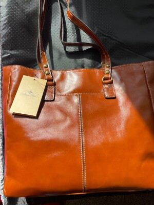 Patricia Nash Solaro Tan Leather Tote Bag P51501 14 1/2 X 13 X