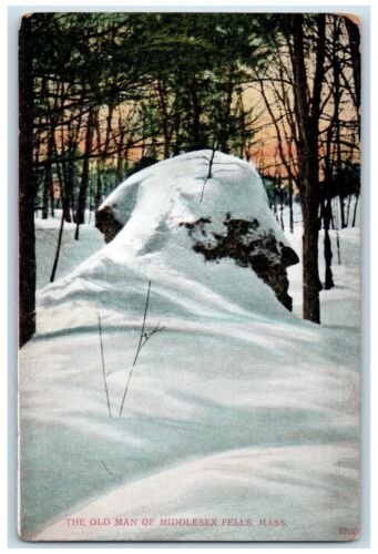 Carte postale antique c1905 The Old Man Winter Snow Middlesex Fells Massachusetts MA - Photo 1 sur 2