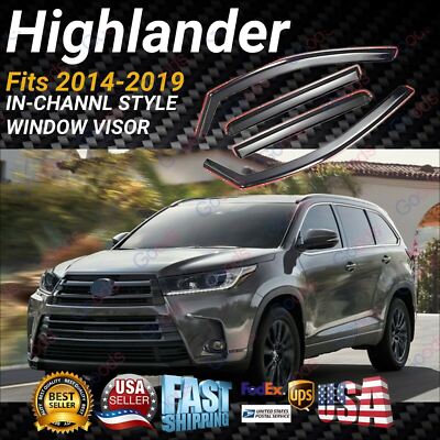 For Highlander 2014-2019 In-Channel Window Visor Vent Rain Sun Guards Deflector