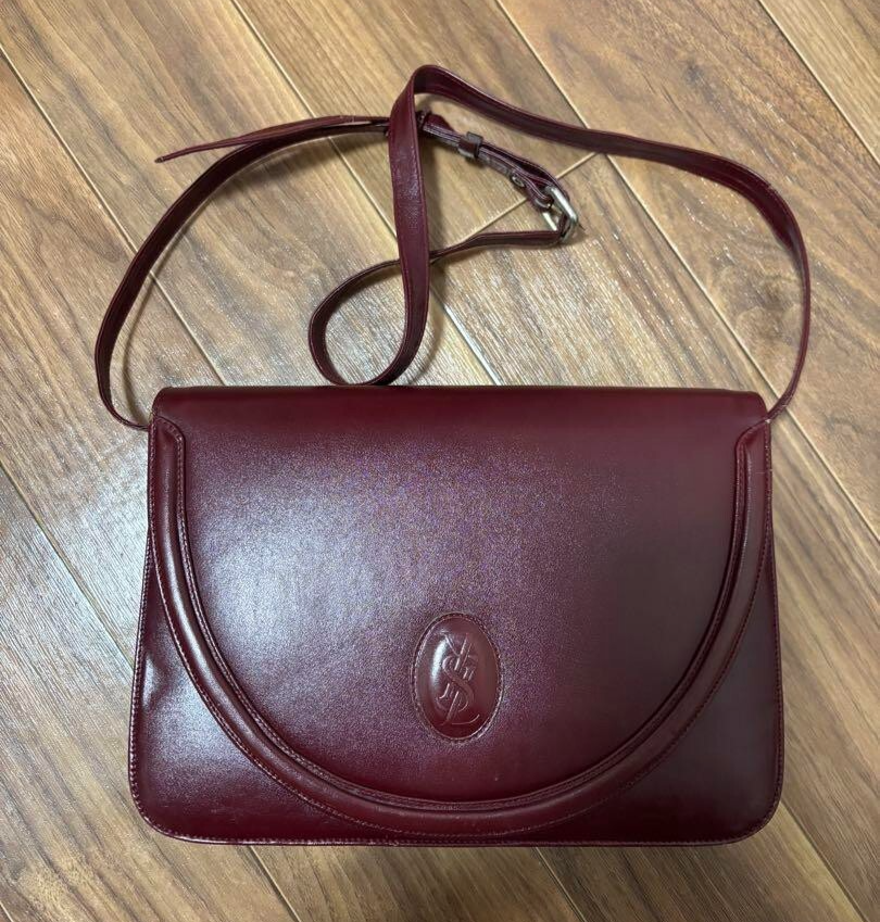 YSL Yves Saint Laurent Burgundy Leather Shoulder Bag Authentic Pre-Owned from Japan