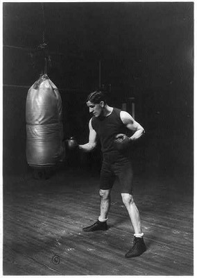 James John Corbett punching the bag,Boxing,January 29,1910,Champion Fight