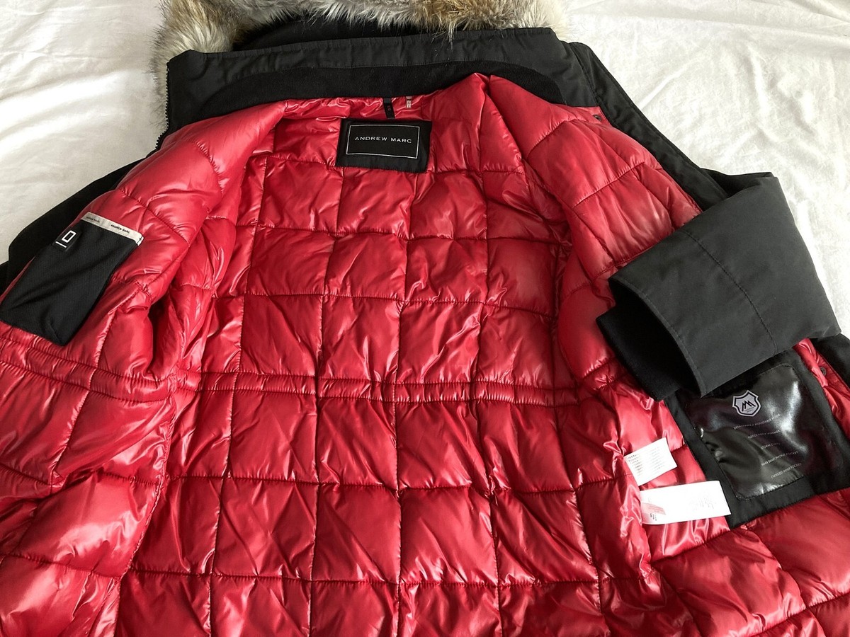 Andrew Marc Women's Large Black Faux Fur Hooded Winter Puffer