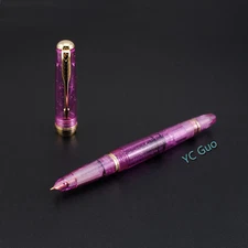 2018 Wing Sung 618 Piston Fountain Pen Flashing Rose Red Golden Clip Fine Nib  