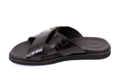 Roberto Serpentini 4100 Black Leather Slides Men Comfort  display picture 3