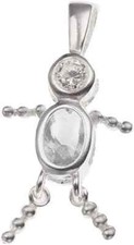 Silver Boy CZ WhiteZircon Birthstone charm, medium 1 tall. Preowned great cond