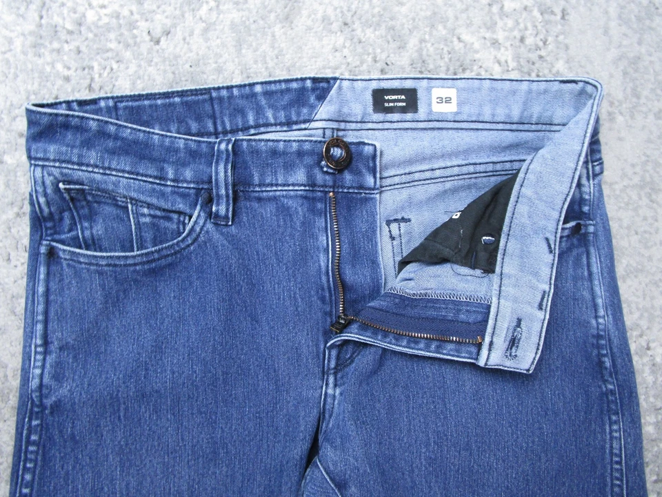 Volcom Jeans Mens 32x29 Vorta Slim Straight Blue Denim Pants Skater Grunge Y2K - Image 3 of 4
