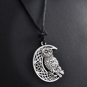 Goddess Crescent Moon Pendant Owl Wicca Star Pagan Amulet Talisman Necklace ~39