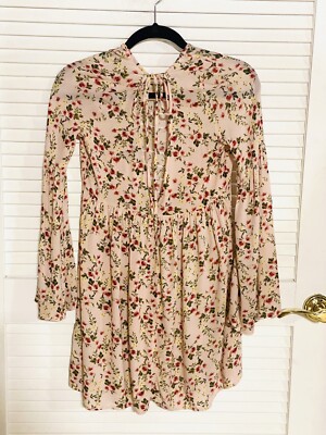 long sleeve pink dress forever 21 Forever 21 Women's Long Sleeve Size Small Pink Floral Dress EUC