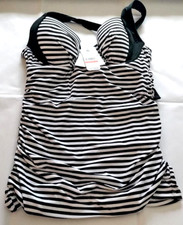 Tommy Bahama Black/White Little Stripe U/W Halter Tankini Size XS/TP-DD