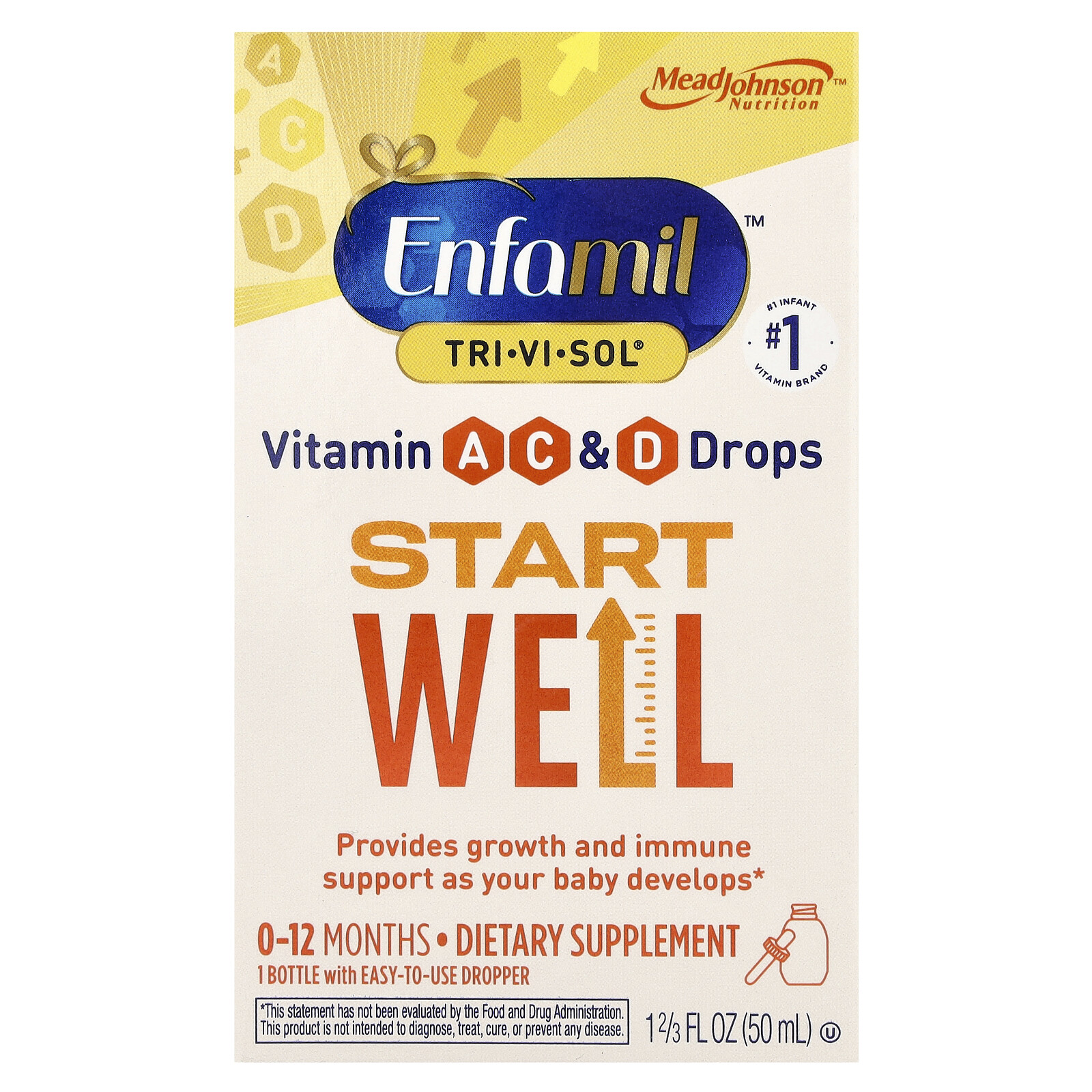 Tri-Vi-Sol, капли с витаминами А, С и D, для начинающих, 0-12 месяцев, 1 2/3 жидких унций (50