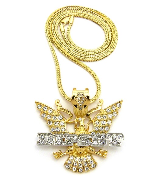 Stone Filled Two Tone Dipset Bird Pendant 30" Various Chain Necklace