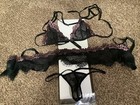 Leg Avenue 3 pc flower trimmed lace triangle top, tie side skirt & g-string, M/L — photo 6