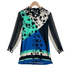 Style&co. Shirt Dress Womens Petite Small Multicolor Floral Long Sleeve PuIlover