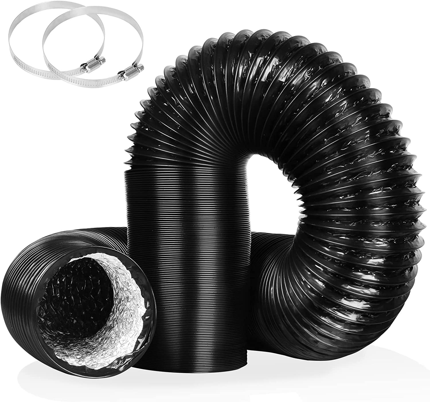 4 Inch 16FT Air Duct, Non-Insulated Flexible Aluminum Dryer Vent Hose for HVAC V