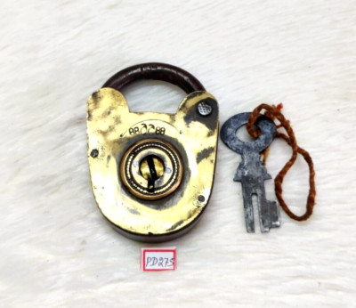 1950s Vintage Brass Solid Padlock With Original Unique Key Decorative PD275