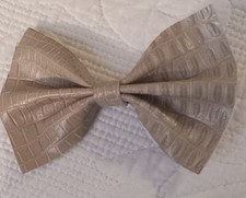 Handmade Genuine Leather Alligator Square Hair Bow Alligator Clip 2x4"