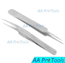2 PCs Eyelash Extension Tweezers Pro Straight A type Str Stainless Steel Set