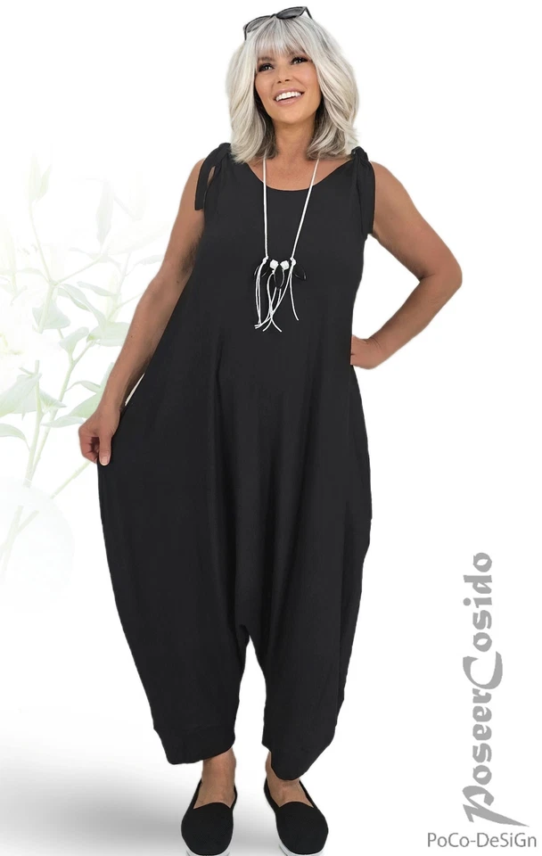 LAGENLOOK Ballon-Overall Harems-Kleid schwarz XL-XXL-XXXL 44 46 48 50 52 54 56  - Bild 3 von 4