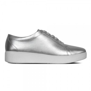 FitFlop Rallye femme véritable cuir souple Lacets Baskets Argent | eBay