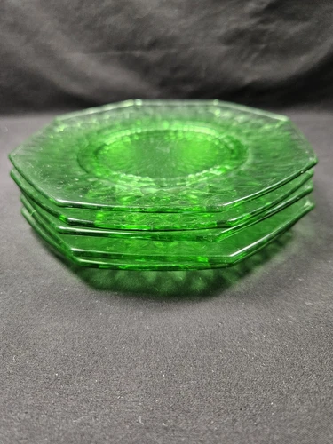 5 Octagon Depression Glass 6" Salad/Bread/Dessert Plates