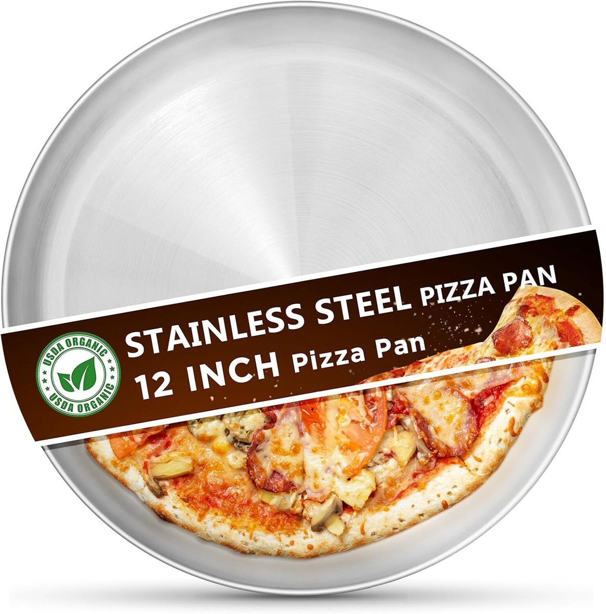 Kevenal Stainless Steel Pizza Pans 12 inch, Pizza-Pan for Oven - Main Image