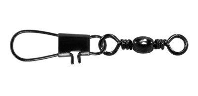 JENZI Karabiner-Wirbel in Black - Nickel mit Sicherheits-Häkchen #8400