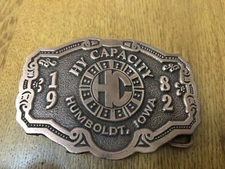Vintage 1982 Hy Capacity Copper Limited Ed Belt Buckle Ag Equipment Humboldt IA