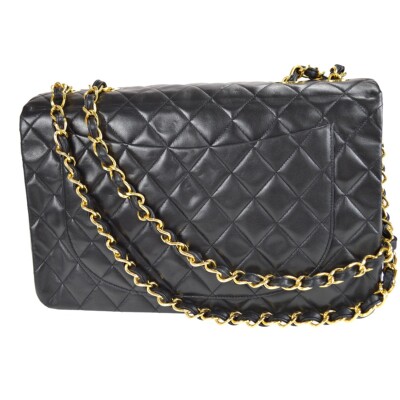 Chanel Black Lambskin Maxi Classic Flap Bag 75041 | eBay