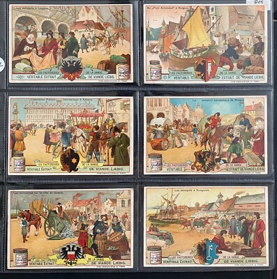 6 CHROMOS LIEBIG BELGIAN NUMBER S815 LES FABRIQUES DE LA HANSE 1905