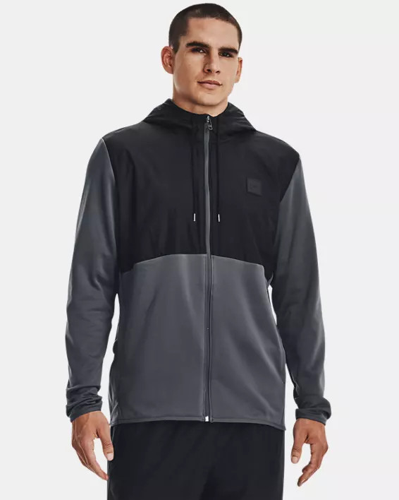UA Under Armour Fleece 2XL Full Zip Hoodie Water Repellent 1373850 Black Gray