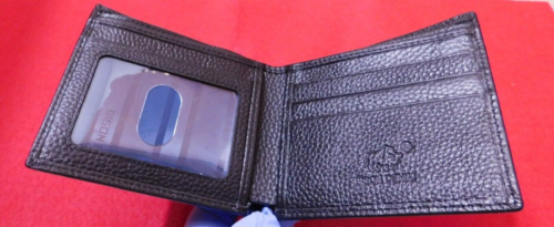 BISON DENIM : Genuine Leather Men’s Luxury Bifold Wallet (Black) -NIB- - Picture 1 of 8