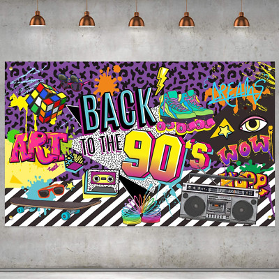 90S Theme Backdrop Hip Hop Graffiti Back to 90'S Party Banner Background 71X43.3