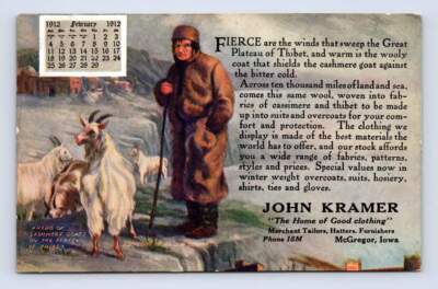 Tibetan Sheep Herder 1912 John Kramer Clothing Store Advertising MCGREGOR Iowa