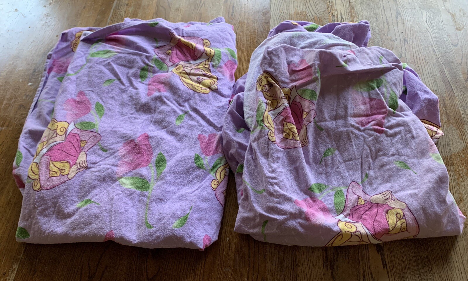 Disney Aurora Sleeping Beauty Flannel Twin Sheet Fitted Flat Light Purple