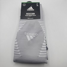 Adidas Team Mens Speed Soccer Socks Climacool Grey/White Large Size 9-13 NWT